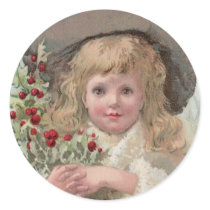 Victorian Girl with Christmas Holly stickers by DianeCass Victorian Girl with Christmas Holly stickers