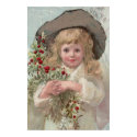 Victorian Girl with Holly Poster posters