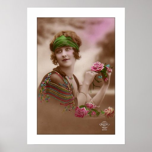 victorian girl with scarf, shawl, rose posters
