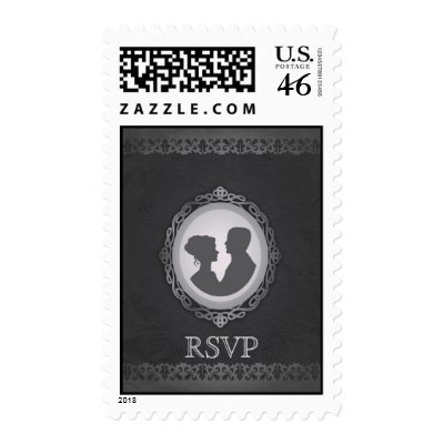 Victorian Gothic Cameo Wedding RSVP Postage Stamps by youreinvited