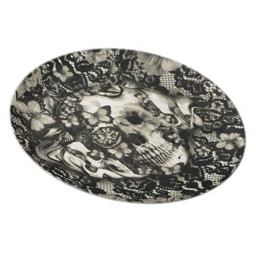 Victorian Gothic Lace Skull Dinner Plate Zazzle