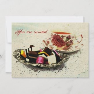 victorian grunge tea party invitation