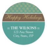 Victorian Holiday Card Envelope Seal: aqua stickers