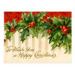 Victorian Holly Christmas Postcards