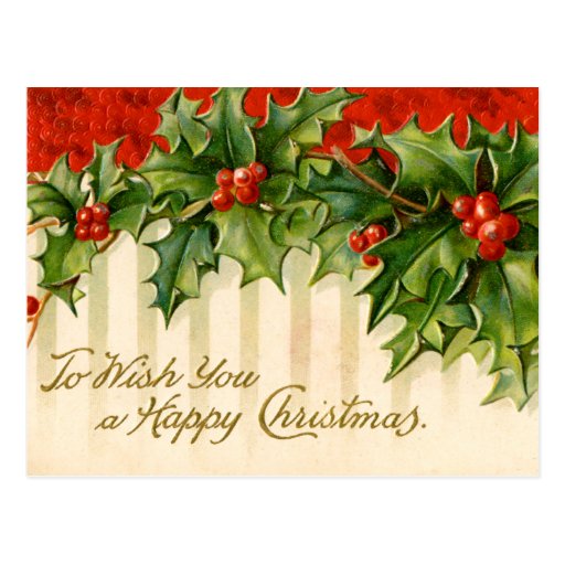 Victorian Holly Christmas Postcards