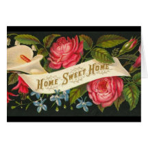 Victorian Home Sweet Home Roses Greeting Card