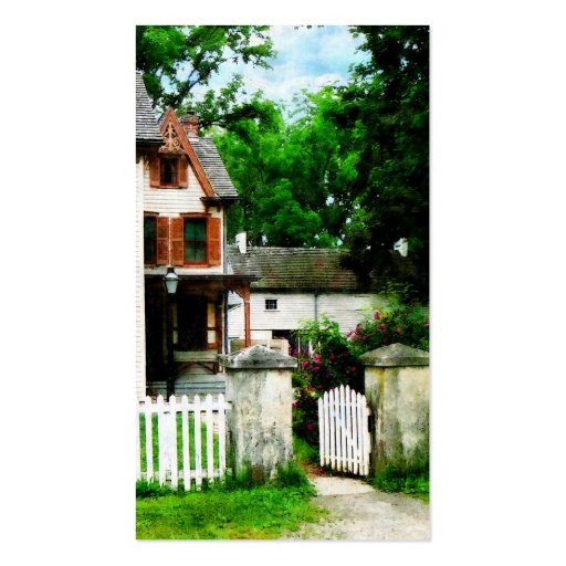 Victorian Home With Open Gate Business Card Template (back side)
