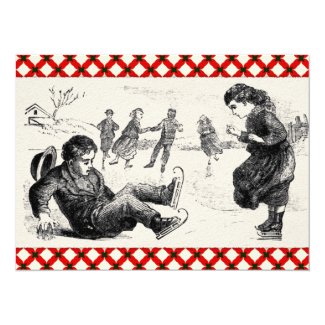 Victorian Ice Skating Print Invitations