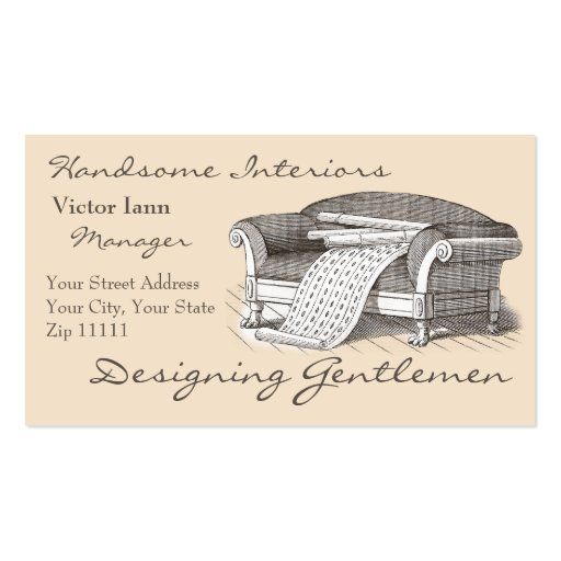 Victorian Interiors for Designer Decorator Business Cards (front side)