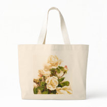 Victorian Ivory Rose Painting Canvas Bags