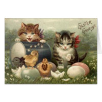 Victorian Kittens Easter Greeting Card