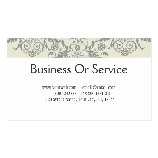 Victorian  Lace Damask Chair Business Card Template (back side)