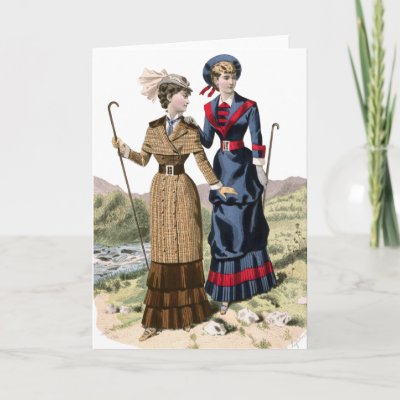 Victorian Fashion  on Victorian Lady Hikers Cards Trekking Victorian Style Two Beautiful