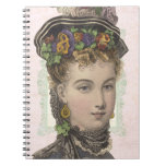 Victorian Lady in Flower Bedecked Bonnet Spiral Note Book