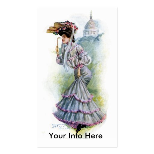 Victorian Lady in Lavender Dress Business Card Templates (front side)