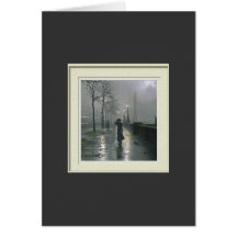 Victorian Lady in London Fog Greeting Cards