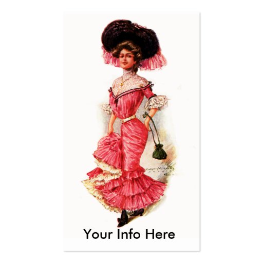 Victorian Lady in Pink Dress Business Card