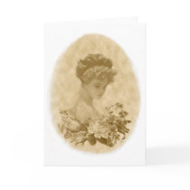 Victorian lady with flowers greeting card