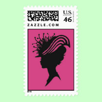 Victorian Lady With Hat Silhouette Stamp stamps