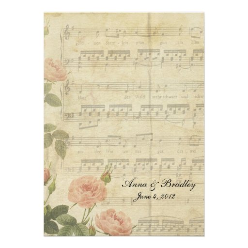 Victorian Music and Rose Wedding Invitation