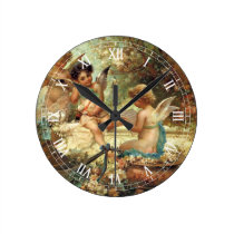 Victorian Music Angels by Hans Zatzka, Vintage Art Wallclock
