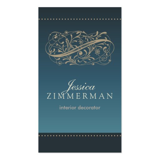 Victorian Ocean Blue Business Card (front side)