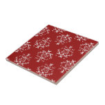 Victorian Ornament Antique Damask Red, White Tiles