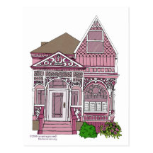 Victorian "Painted Lady" - pink Postcards