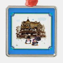 Victorian Penguins at Home Ornament