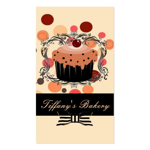 Victorian Pink Boutique Bakery Business Cards (front side)