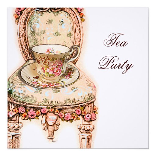 Victorian Pink Rose Tea Party Invite