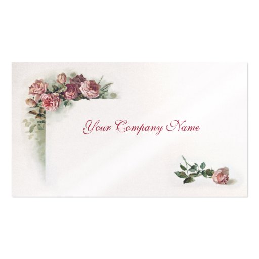 Victorian pink roses business card (front side)