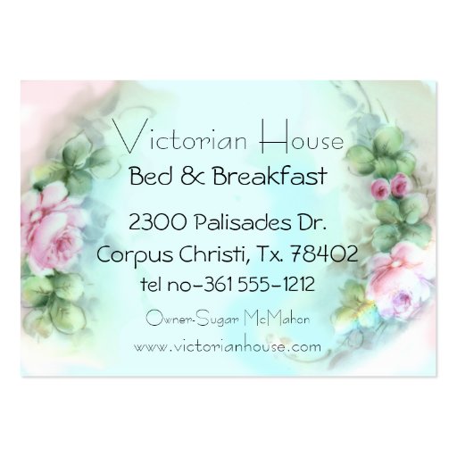 Victorian Pink Roses Business Cards (back side)