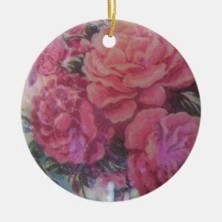 Victorian Pink Roses Christmas Tree Ornament