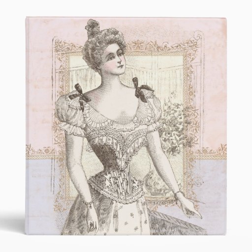 Victorian Pompadour Corset Antique Fashions 3 Ring Binder
