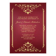 Victorian Red and Gold Anniversary Invitation