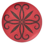 Victorian red gothic motif party plates