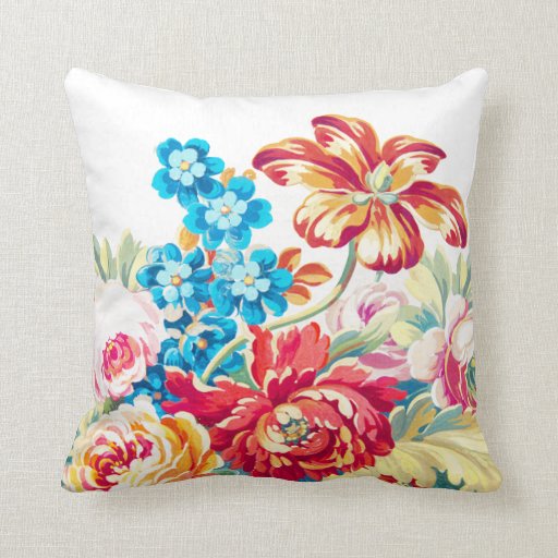 Victorian Rose Bold Colorful Floral Throw Pillow Zazzle