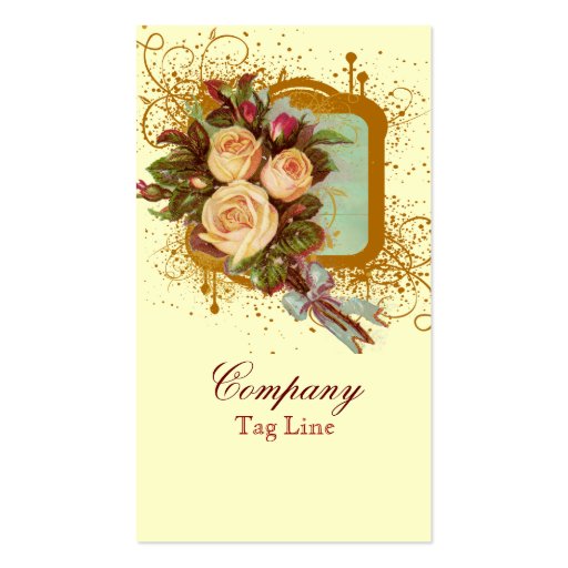 Victorian Rose Bouquet Elegant Business Cards (front side)