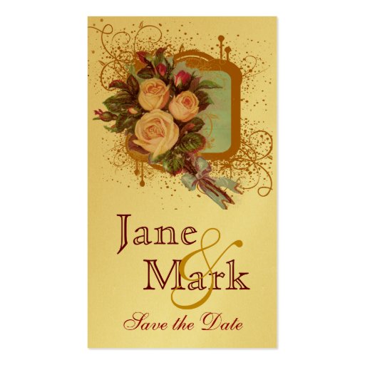Victorian Rose Bouquet Elegant Save the Date Business Card