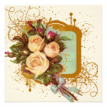 Victorian Rose Frame Square Personalized Announcements