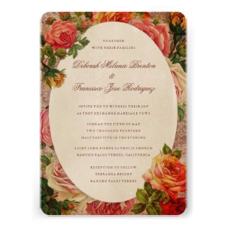 Victorian Roses Rustic Vintage Wedding Invitations