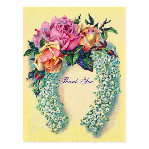 Victorian Roses Thank You Postcard Zazzle