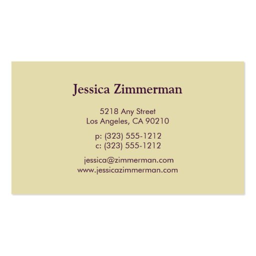 Victorian Royalty Business Card (back side)