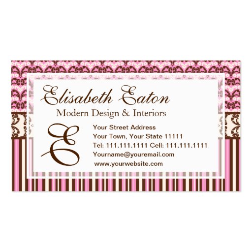 Victorian Saloon Elegant Wild West Cowgirl Damask Business Card Template (front side)