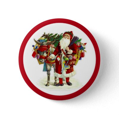 Victorian Santa and Donkey Pins by Memory_Lane