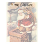 Victorian Santa Claus Climbing Down the Chimney Customized Letterhead