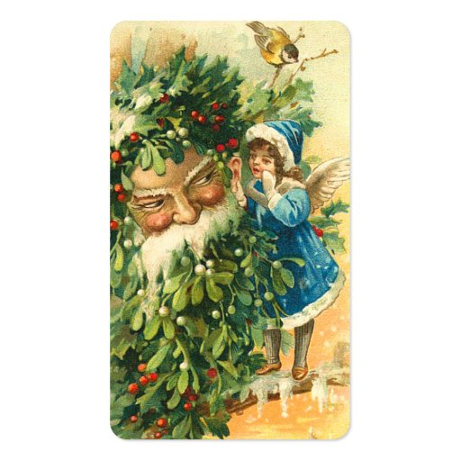 Victorian Santa & Fae Mini Greetings or Gift Tags Business Card Template (front side)