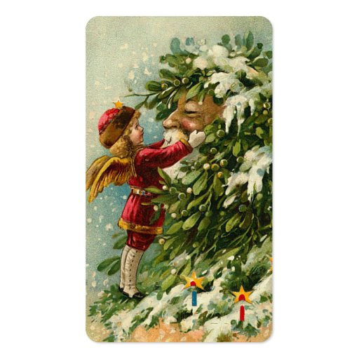 Victorian Santa & Fae Mini Greetings or Gift Tags Business Card (front side)