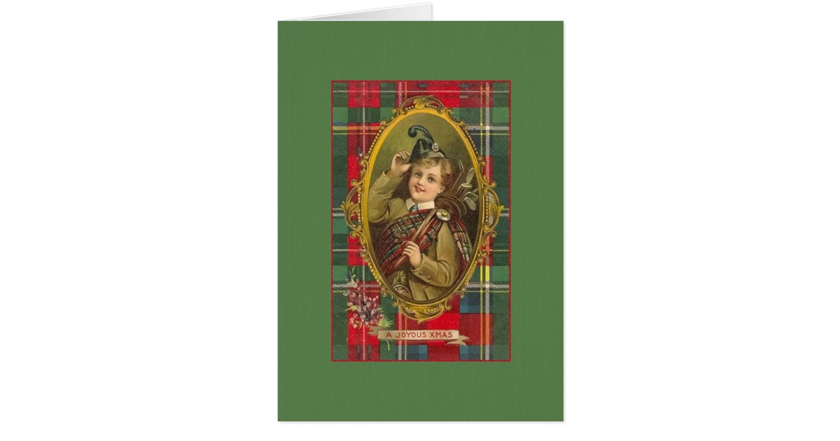 Victorian Scottish Bagpipes Christmas Card Zazzle